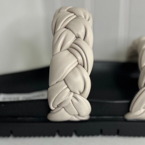 Steve Madden Womens Choice Woven Faux Leather Flatform Sandals in Bone Size 8 - Picture 4 of 8